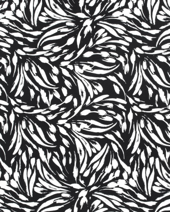 Tissu Viscose Abstrait Noir Et Blanc Oekotex - Mercerine