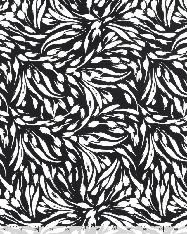 Tissu Viscose Abstrait Noir Et Blanc Oekotex - Mercerine