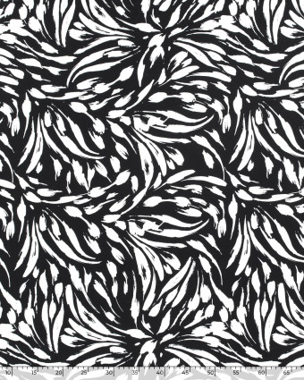 Tissu Viscose Abstrait Noir Et Blanc Oekotex - Mercerine