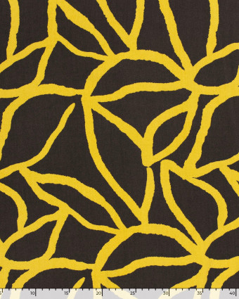 Twill De Viscose Motif Jaune Sur Fond Chocolat - Mercerine