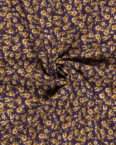 Tissu Crêpe Viscose Violet Motif Fleurie Lurex Doré