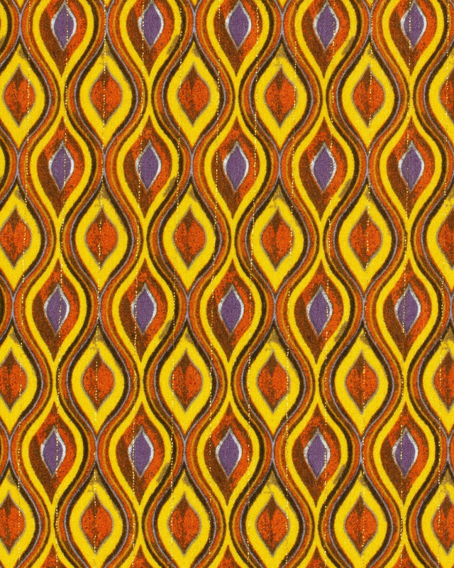 Viscose Motif Ethnique Moutarde et Violet Rayures Dorées - Mercerine