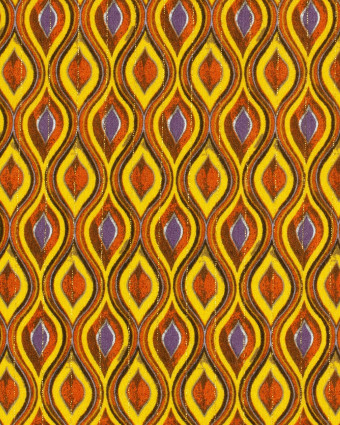 Viscose Motif Ethnique Moutarde et Violet Rayures Dorées - Mercerine