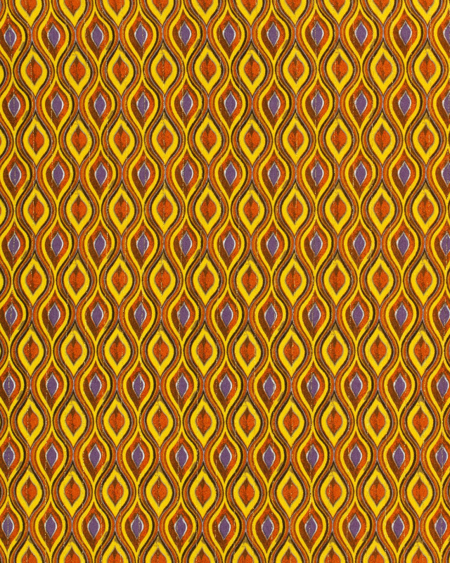 Viscose Motif Ethnique Moutarde et Violet Rayures Dorées - Mercerine