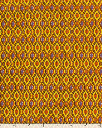 Viscose Motif Ethnique Moutarde et Violet Rayures Dorées - Mercerine