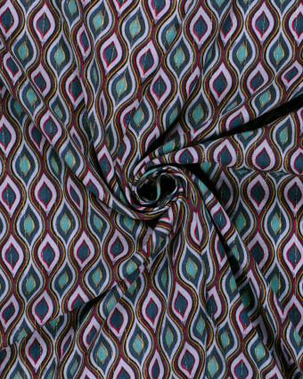 Viscose Motif Ethnique Violet et Bleu Rayures Dorées - Mercerine