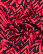 Tissu Viscose Mélangé Motif Ethnique Rouge Cerise - Oeko-Tex