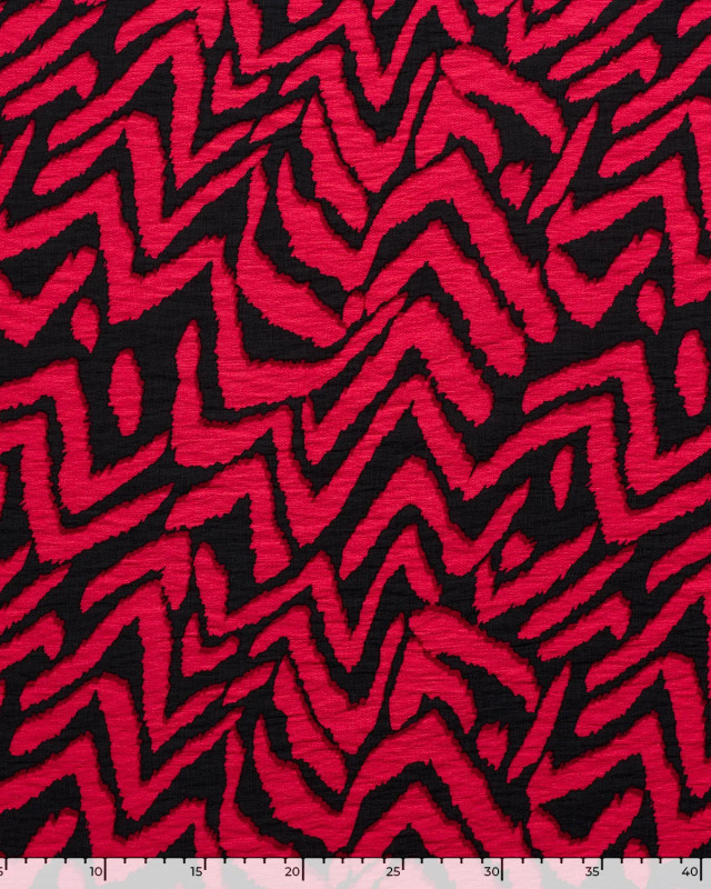 Tissu Viscose Mélangé Motif Ethnique Rouge Cerise - Oeko-Tex - Mercerine