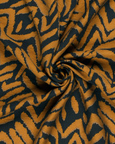 Tissu Viscose Mélangé Motif Ethnique Ocre - Oeko-Tex