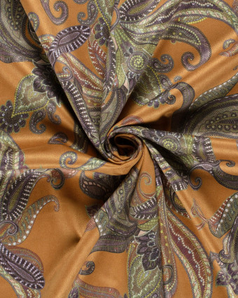 Tissu Suédine Stretch Camel Motif Baroque - Oeko-Tex - Mercerine