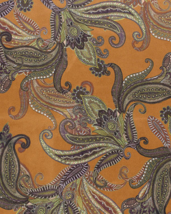 Tissu Suédine Stretch Camel Motif Baroque - Oeko-Tex - Mercerine