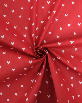 Tissu Coton Enduit Rouge Motif Coeur - Mercerine