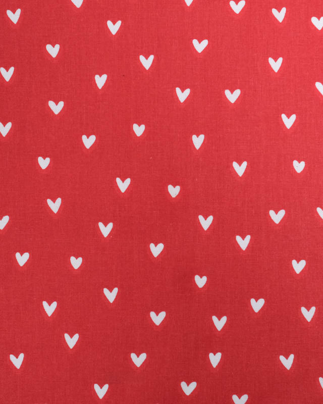 Tissu Coton Enduit Rouge Motif Coeur - Mercerine