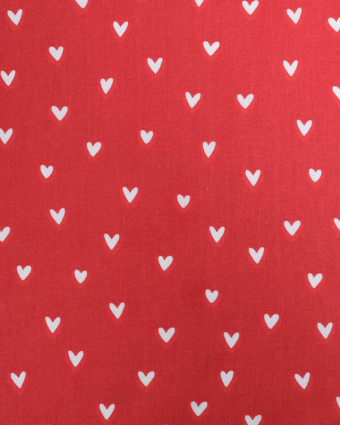 Tissu Coton Enduit Rouge Motif Coeur - Mercerine