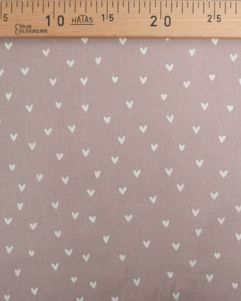 Tissu Coton Enduit Taupe Motif Coeur - Mercerine