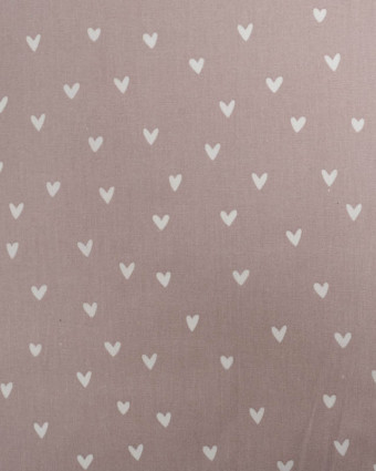 Tissu Coton Enduit Taupe Motif Coeur - Mercerine