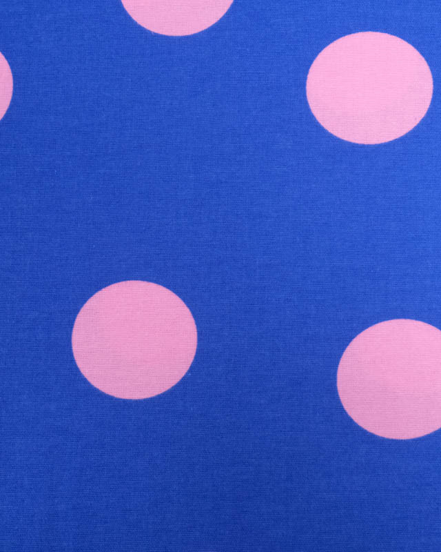 Flanelle Coton Bleu à Pois Rose - Poppy Design - Mercerine