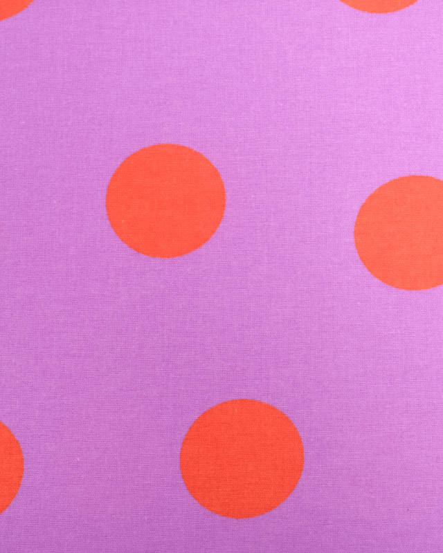 Flanelle Coton Violet Pois Rouge - Poppy Design - Mercerine