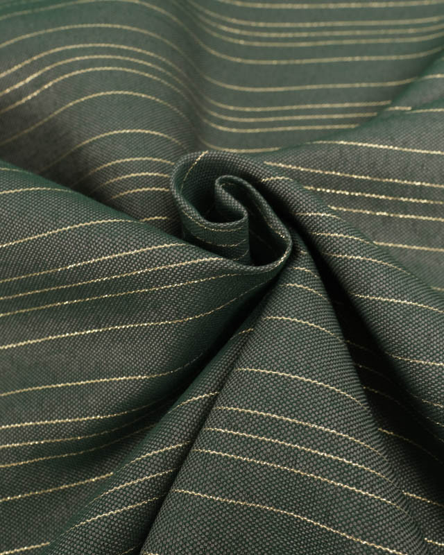 Tissu Noël Vert Sapin Lurex Rayures Dorées  - 280cm - Mercerine