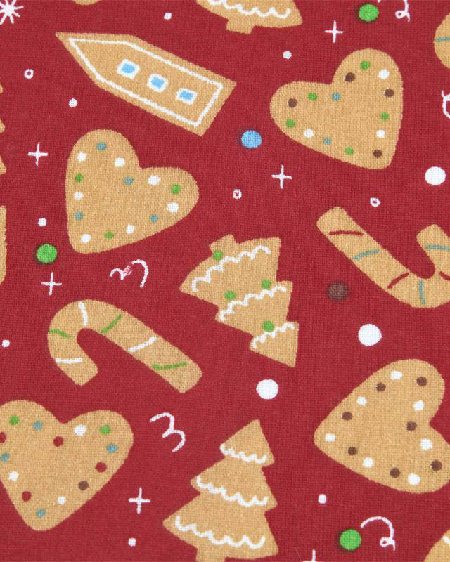 Tissu Coton Rouge Biscuit de Noël - Mercerine