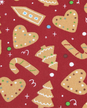 Tissu Coton Rouge Biscuit de Noël - Mercerine