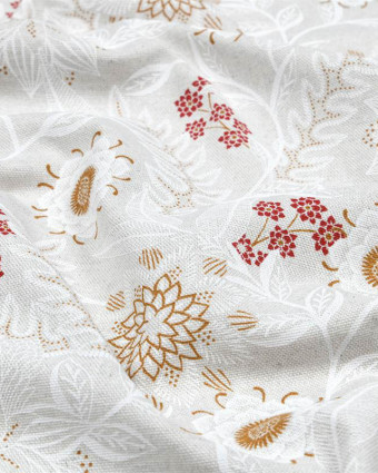 Toile Coton Grise Clair Fleur de Noël - Mercerine