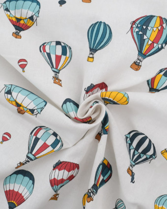 Cretonne de Coton Motif Montgolfière Multicolore - Mercerine