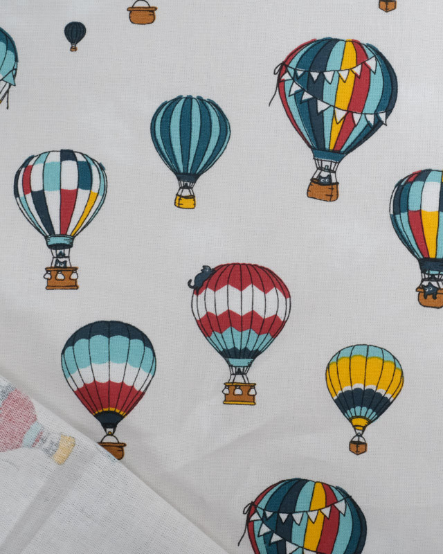 Cretonne de Coton Motif Montgolfière Multicolore - Mercerine