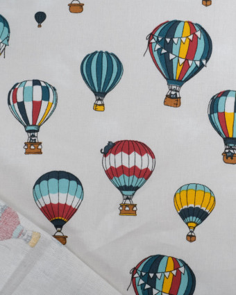 Cretonne de Coton Motif Montgolfière Multicolore - Mercerine