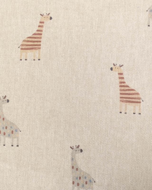 Tissu Effet Lin Motif Petite Girafe - Mercerine