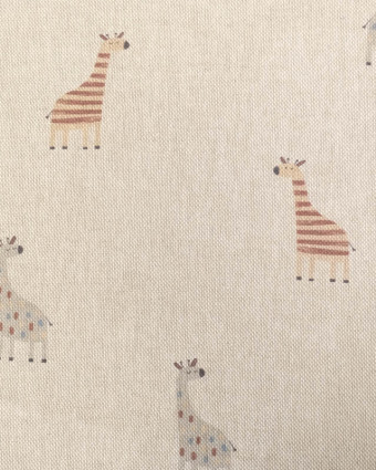 Tissu Effet Lin Motif Petite Girafe - Mercerine