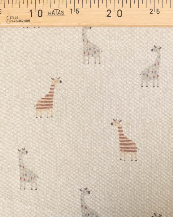 Tissu Effet Lin Motif Petite Girafe - Mercerine