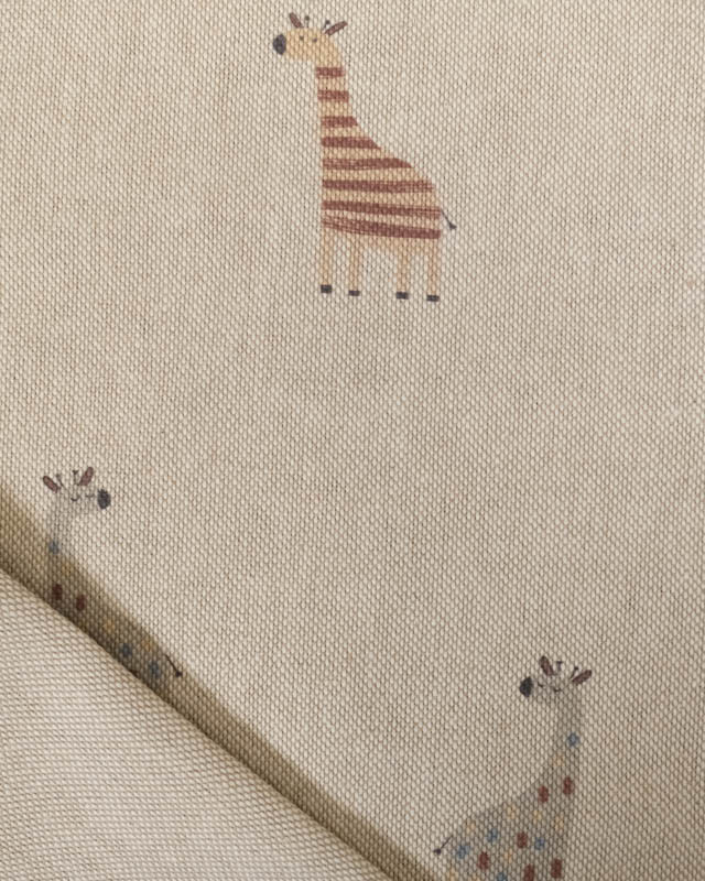 Tissu Effet Lin Motif Petite Girafe - Mercerine