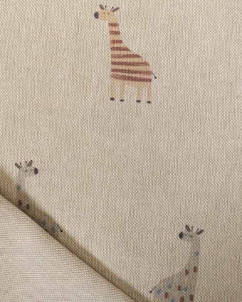 Tissu Effet Lin Motif Petite Girafe - Mercerine