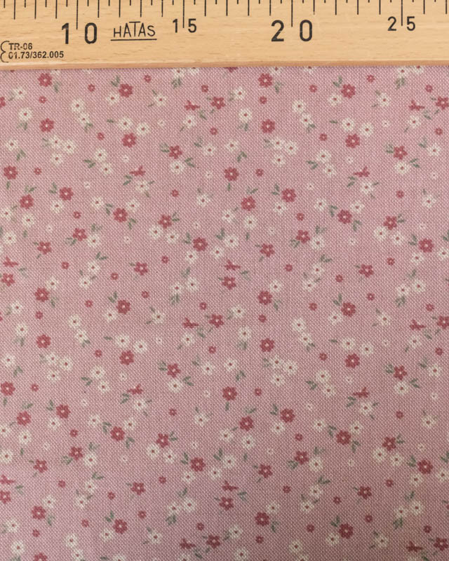 Tissu Effet Lin Rose Motif Fleuri - Mercerine