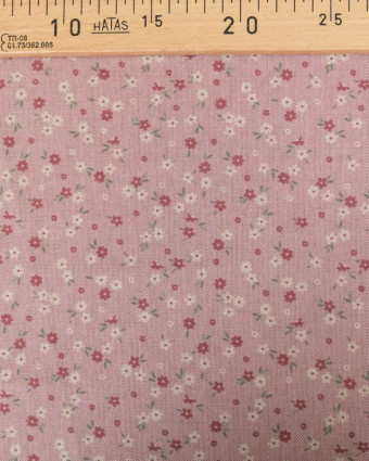 Tissu Effet Lin Rose Motif Fleuri - Mercerine