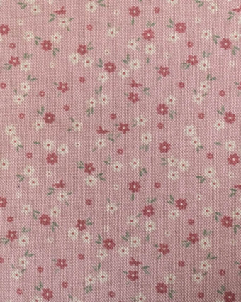 Tissu Effet Lin Rose Motif Fleuri - Mercerine