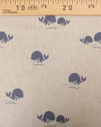 Tissu Effet Lin Motif Baleine - Mercerine