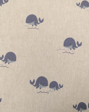 Tissu Effet Lin Motif Baleine - Mercerine