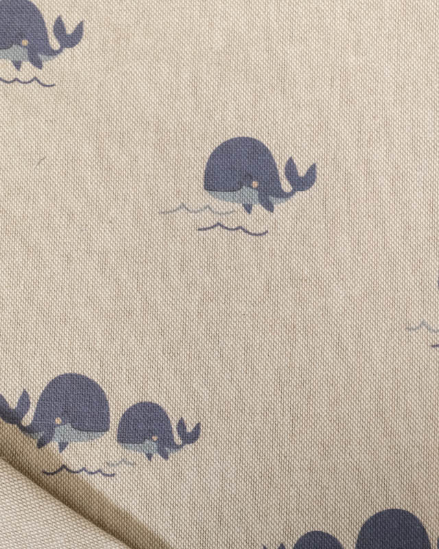 Tissu Effet Lin Motif Baleine - Mercerine