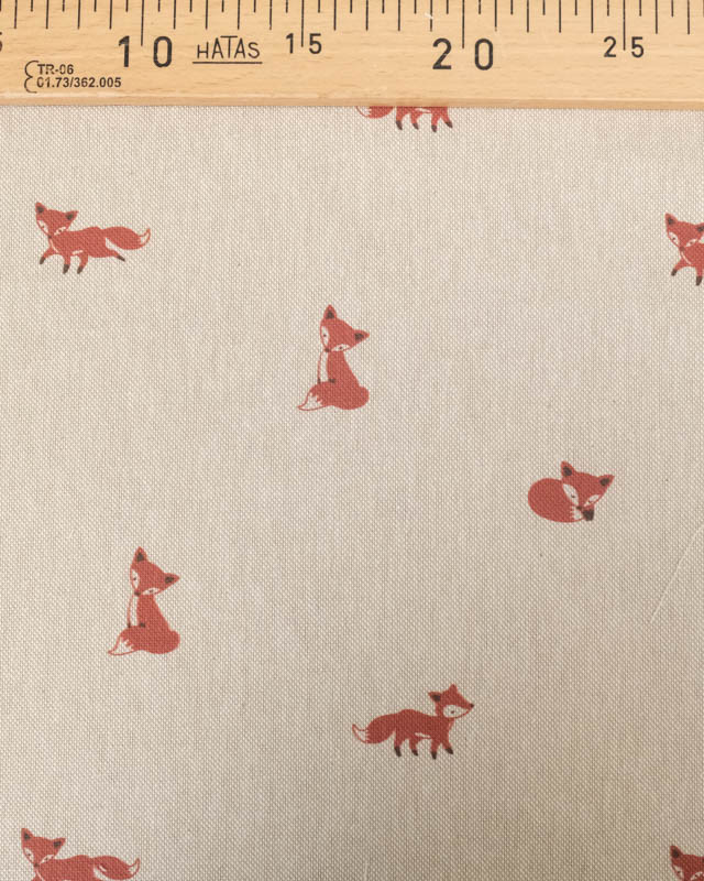 Tissu Effet Lin Motif Petit Renard - Mercerine