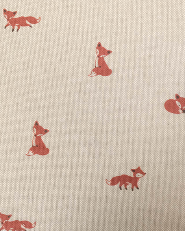 Tissu Effet Lin Motif Petit Renard - Mercerine