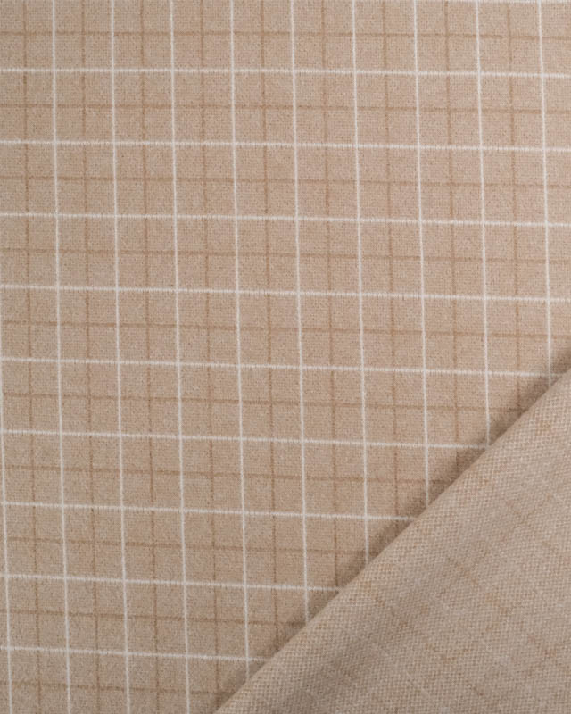 Lainage Beige à Carreaux Fins - Mercerine