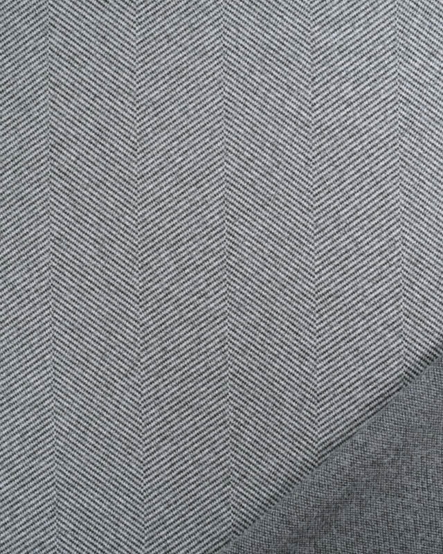 Tissu Lainage Chevron Gris - Mercerine