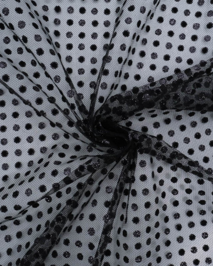 Tulle Noir Petits Pois Pailletés - Mercerine