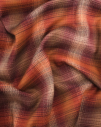 Tissu Lainage Léger à Carreaux Orange et Bordeaux - Mercerine