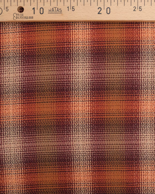 Tissu Lainage Léger à Carreaux Orange et Bordeaux  - Mercerine