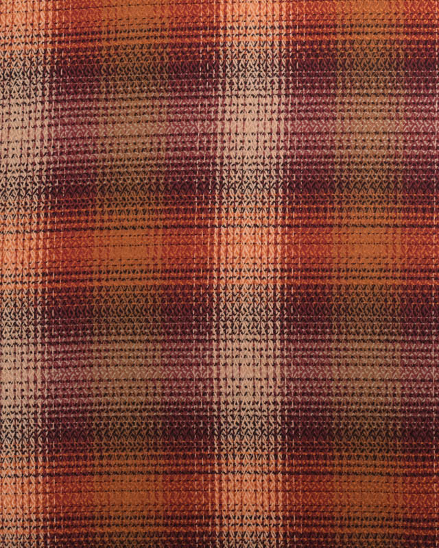 Tissu Lainage Léger à Carreaux Orange et Bordeaux  - Mercerine