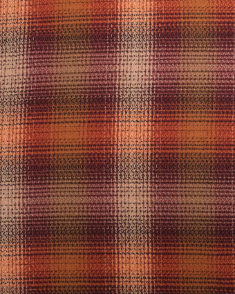 Tissu Lainage Léger à Carreaux Orange et Bordeaux  - Mercerine