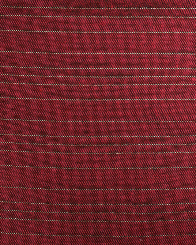 Tissu Noël Rouge Tissage Sergé Rayures Dorées  - 280cm - 280cm - Mercerine